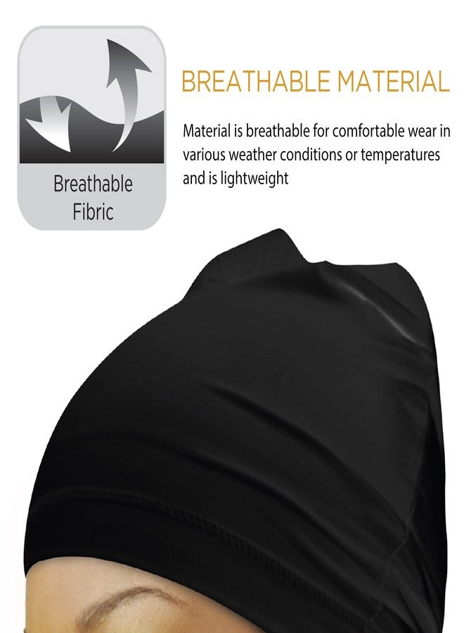 DONNA Real Fit Spandex Cap, Ultra Stretch Hair Cover for Women, Breathable Fabric Headwear Fits, Elastic Sleep Cap for Comfortable Hold, Black, One Size - Image 2